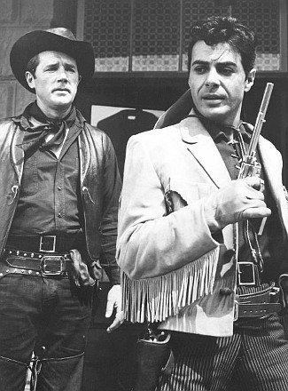 Howard Duff as Tom Blackjack Ketchum and Robert Rorke as Ben Tetlow in Blackjack Ketchum, Desperado (1956)