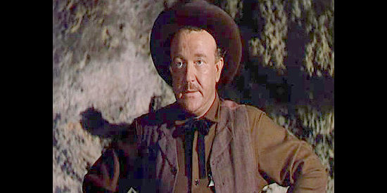 Hugh Sanders as the sheriff who catches the men who stole a large payroll, but who can't recover the loot in Cave of Outlaws (1951)