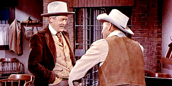 James Bell as cattle king Asaph Dean, congratulating Calem Ware on a job well done in A Lawless Street (1955)