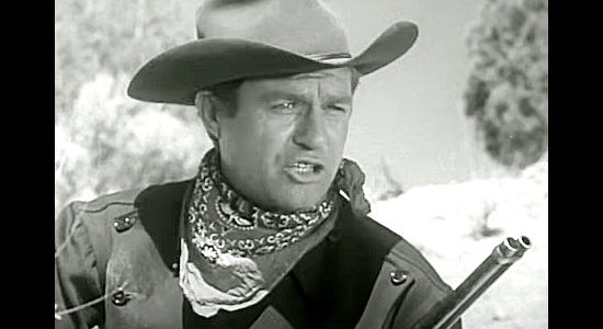 Jim Davis as Angus Clyde McKane, a man determined to establish a personal kingdom in Raiders of Old California (1957)