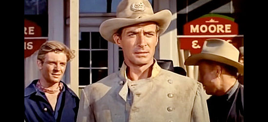 Jock Mahoney as Jim Trask, returning to post-Civil War Abilene to find lots of changes in Showdown at Abilene (1956)