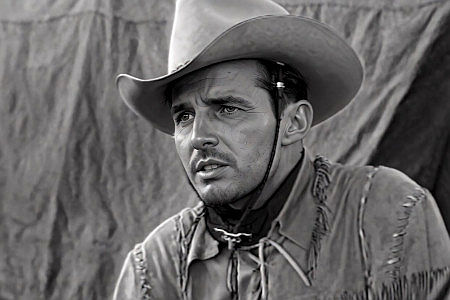 John Carpenter as The Tucson Kid, Bill Foster's saddlemate, joining Queenie Hart's trail crew in Cattle Queen (1951)