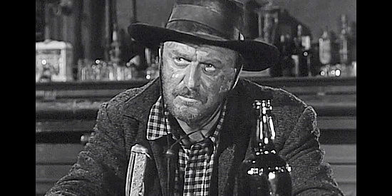 John Dehner as Tom Quentin, the outlaw leader whose men plan to raid Casper, Wyoming in Top Gun (1955)