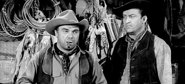 John Doucette as Art 'Pig' Corbin and Tom Monroe as Magee, two men doing Bandas's dirty deeds in The Lawless Eighties (1957)