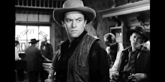 John Ireland as Johnny Callum, about to renew fears of Jesse James in The Return of Jesse James (1950)