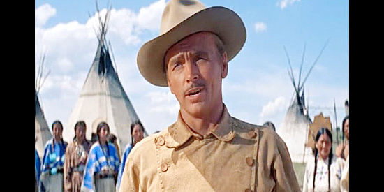 John Lund as Twist, warning Crazy Horse and the Sioux of the resources at the white man's disposal in Chief Crazy Horse (1955)