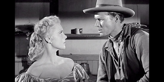 John Smith as Duff Dailey with Barbara Leighton (Marian Carr), the girl he plans to marry in Ghost Town (1955)