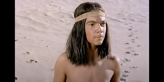 Johnny Stewart as Little Knife, a Kiowa boy willing to help the band of desperate whites in Last of the Comanches (1952)