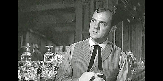 Karl Malden as Mac, the bartender at the Palace Saloon in The Gunfighter (1950)