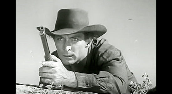 Lee Van Cleef as Damon Pardee, McKane's vicious henchman in Raiders of Old California (1957)