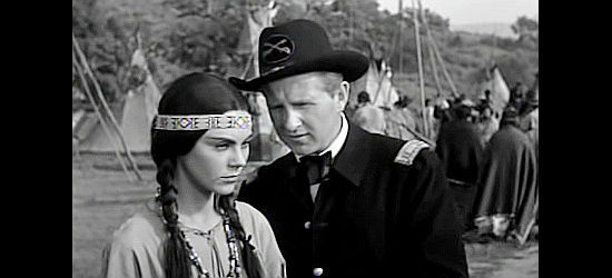 Lloyd Briges as Capt. George confronting Pretty Willow (Joanne Gilbert) in Ride Out for Revenge (1957)