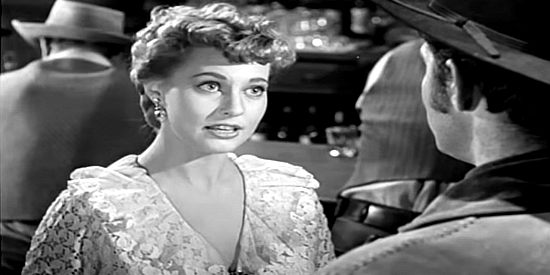 Lola Albright as Waco, the lady friend of Race Crim (Dale Robertson) in The Silver Whip (1953)