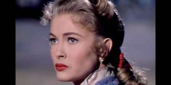 Lori Nelson as Laura Saunders, the girl who falls for Jim Harvey in Tumbleweed (1953)