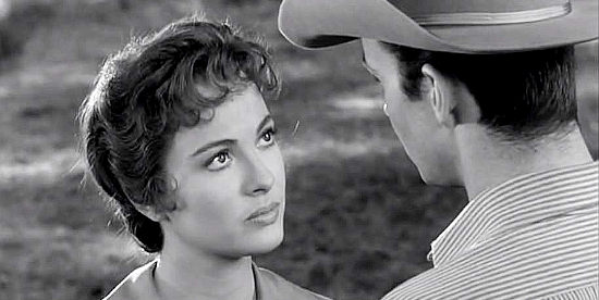 Lori Nelson as Lila Costain, the rancher's daughter who wants to make Jeff Blaine her own in The Outlaw's Son (1957)