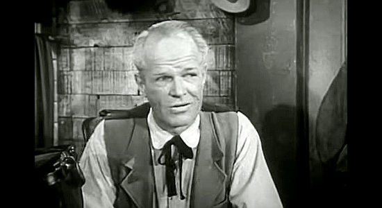 Louis Jean Heydt as Judge Ward Young, determined to find out if former landowner Don Miguel Sebastian is really dead in Raiders of Old California (1957)