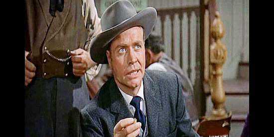 Lyle Bettger as Decker, a crooked town boss having trouble keeping Restful's new lawman from asking the wrong questions in Destry (1954)