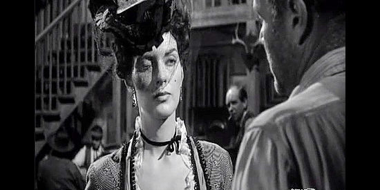 Lynn Cartwright as Kitty, the saloon girl who puts up with French De'vere's abuse as long as she can in Black Patch (1957)