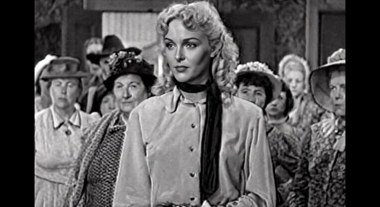 Maria Hart as Queenie Hart, helping the women of Big Bend express their will in court in Cattle Queen (1951)
