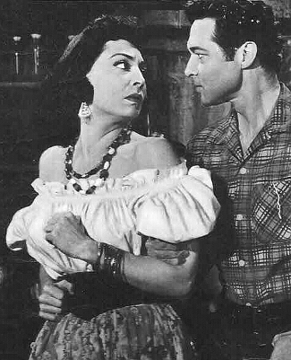 Marie Windsor as Tonya with Anthony Dexter as Billy the Kid in The Parson and the Outlaw (1957)