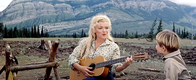 Marilyn Monroe as Kay sings Down in the Meadow for Mark Calder (Tommy Retig) in River of No Return (1954)