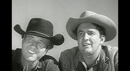 Marty Robbins as Timothy Boyle with another of McKane's men, waiting to help ambush Marshal Young in Raiders of Old California (1957)