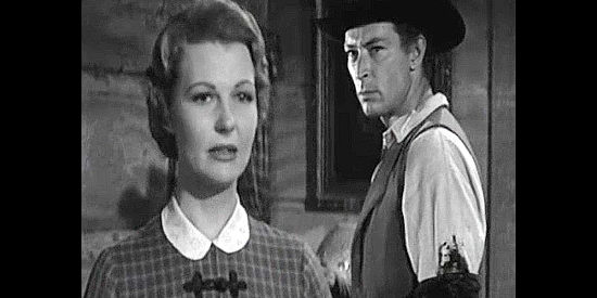 Mary Castle as Louise McCord and Lee Van Cleef as Steve Margolis in The Last Stagecoach West (1957)