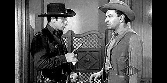 Michael Pate as Drake Robey confronting Buffer (Bruce Gordon) in Curse of the Undead (1959)