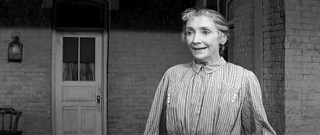 Mildred Dunnock as Martha Reno, welcoming three sons home from the Civil War in Love Me Tender (1956)