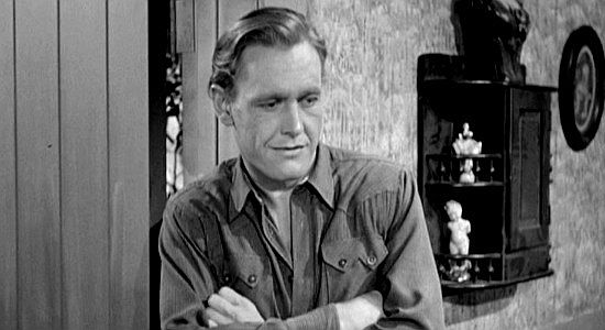 Myron Healey as Andy, realizing he's on the verge of double crossing someone who saved him life in The Longhorn (1951)