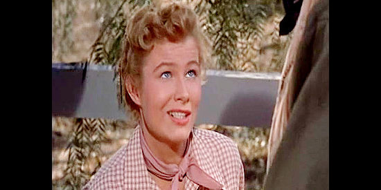 Nancy Olson as Katie Brannigan, the girl who's slow to accept Tom Brewster as the new sheriff who's replacing her late father in The Boy from Oklahoma (1954)