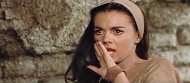 Natalie Wood as Maria Colton, reacting to being slapped around by Jack Sutton in The Burning Hills (1956)