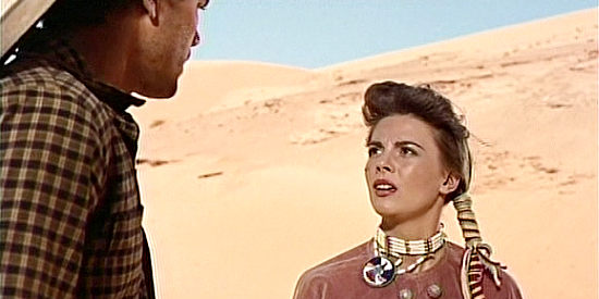 Natalie Wood as Debbie Edwards, urging Martin for flee for his own safety in The Searchers (1956)