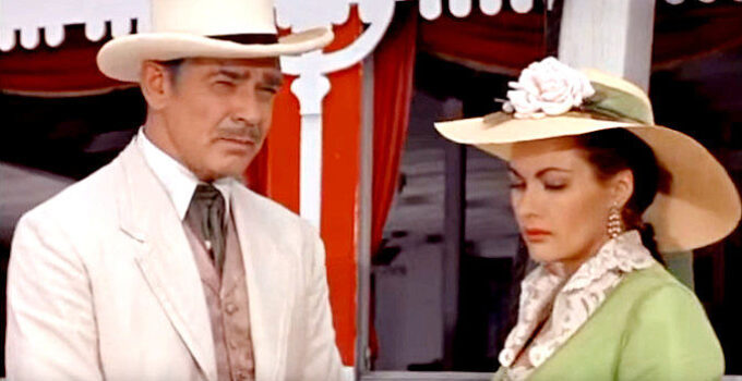 Clark Gable as Hamish Bond and Yvonne de Carlo as Amantha Starr in Band of Angels (1957)