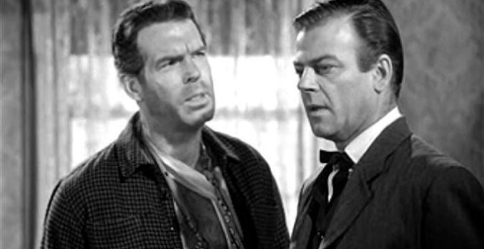 Fred MacMurray as Wes Anderson and William Ching as Tom Anderson in The Moonlighter (1953)