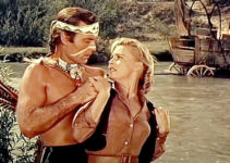 George Montgomery as Pale Arrow with Lola Albright as Meg Alden in Pawnee (1957)