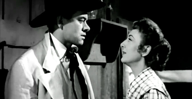 John Ireland as Johnny Callum with Ann Dvorak as Sue Ellen Younger in The Return of Jesse James (1950)