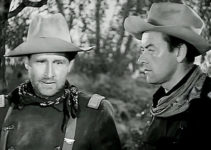 Lloyd Bridges as Capt. Donlin and John Ireland as Lt. Haywood in Little Big Horn (1951)