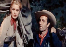 Marcia Henderson as Janet Hale and George Montgomery as Steve Patrick in Canyon River (1956)
