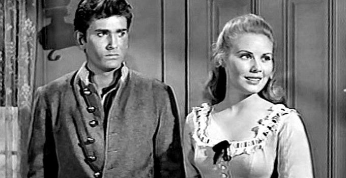 Michael Landon as Tom Dooley and Jo Morrow as Laura Foster in The Legend of Tom Dooley (1959)