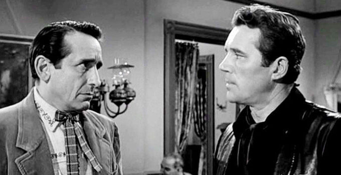 Victor Jory as Jared Tetlow and Howard Duff as Tom Ketchum in Blackjack Ketchum, Desperado (1956)