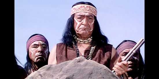 Ralph Moody as Aquile, chief of the Yaqui band responsible for the wagon train massacre in Tumbleweed (1953)