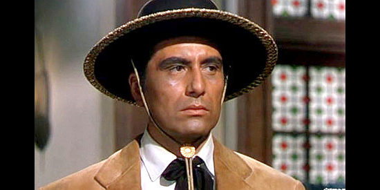 Rico Alaniz as Felipe, determined to avenge his wife's death at the hands of the Apache in Conquest of Cochise (1953)