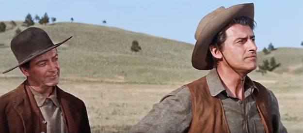 Robert Taylor as Charlie Gilson and Stewart Granger as Sandy McKenzie, forging their partnership in The Last Hunt (1956)