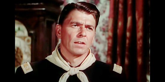 Ronald Reagan as Capt. Vance Britten, a Confederate captian posing as a Union major in The Last Outpost (1951)