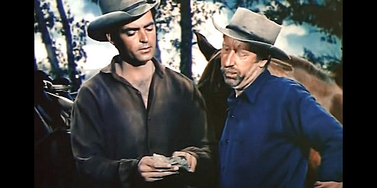 Rory Calhoun as Chino Bull with his mining partner Johnny Slater (Frank Ferguson) in Powder River (1953)