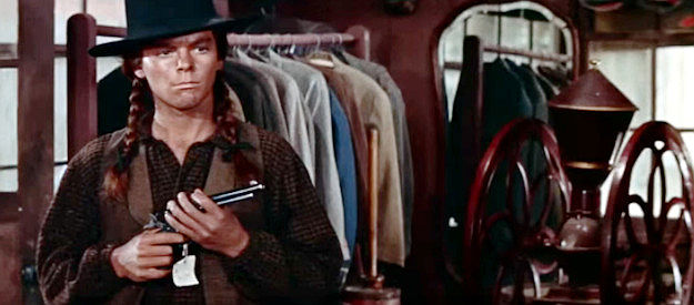 Russ Tamblyn, meeting Indian-hating Charlie Gilson for the first time in The Last Hunt (1956)