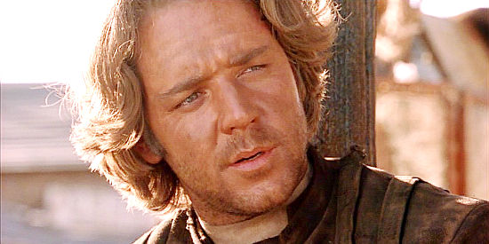 Russell Crowe as Cort, the reformed gunman forced to kill again in The Quick and the Dead (1995)