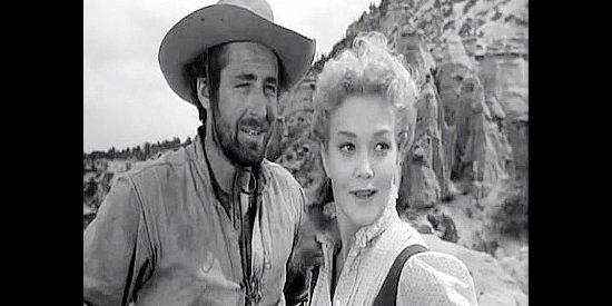 Sheb Wooley as Kay Rawlins, keeping a close eye on Johanna Carter (Patrice Wymore) in Rocky Mountains (1950)