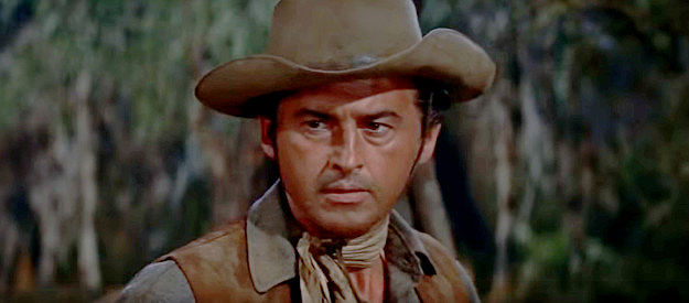 Stewart Granger as Sandy McKenzie, the man who reluctantly returns to buffalo hunting in The Last Hunt (1956)