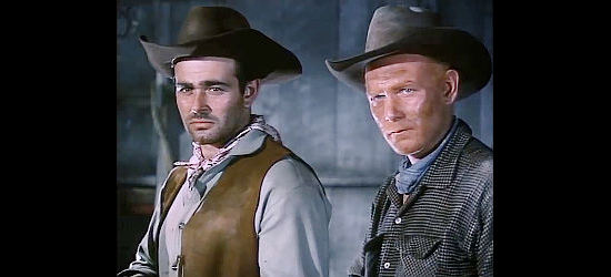 Stuart Whitman as Wicker and Harry Carey Jr. as Johnson, two of McCarty's deputies in Silver Lode (1954)